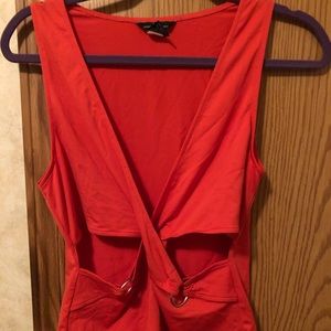 Coral colored cut out tank